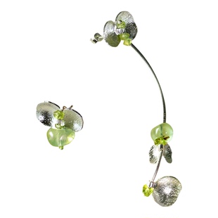 春天来了耳环原创设计纯银天然橄榄石艺术冷淡风多戴女轻奢s990银