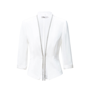 【醋酸面料】迪图2025春夏黑色西装外套女高级感V领修身气质外套