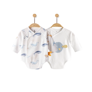 酷尾巴易撕贴新生婴儿包屁衣四季款三角哈衣宝宝早产儿衣服爬服