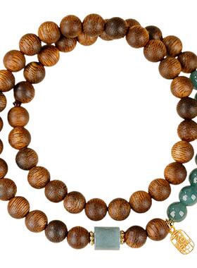 天然蓝水翡翠黄奇楠转运珠手串