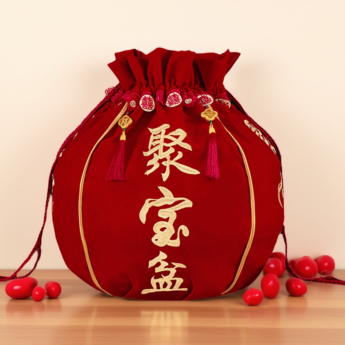 结婚聚宝盆袋喜盆红色包裹布新娘女方娘家陪嫁包袱皮婚庆用品大全