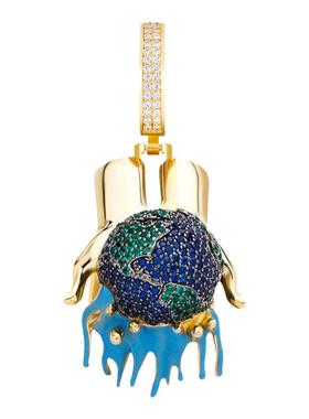 欧美ins爆款夸张个性朋克风吊坠满锆石彩钻街头嘻哈男士项链饰品