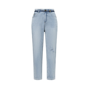 FF仿佛牛仔裤女2025年夏新款浅蓝色休闲长裤锥形裤九分裤复古女裤