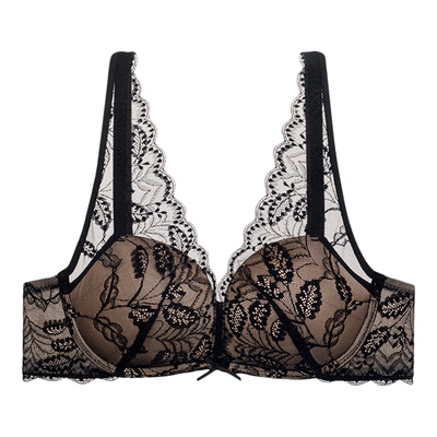 深V蕾丝内衣女小胸聚拢提拉显大性感文胸夏季叠穿美背无钢圈胸罩