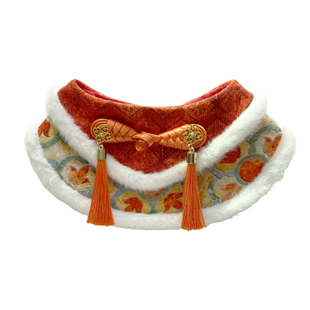 原创新年新中式宠物围脖狗狗猫咪围兜过年口水巾春节围兜拍照道具