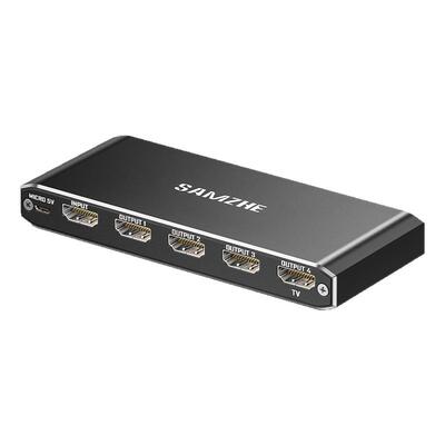 山泽HDMI一进四出HDMI2.0分配器4K60Hz高清1进4出视频分屏器4屏同显笔记本电脑电视接显示器投影仪一进四出