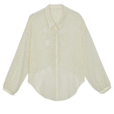 谜底薄款衬衫长袖女夏新品浪漫感后背立体压花衬衣242MC0535