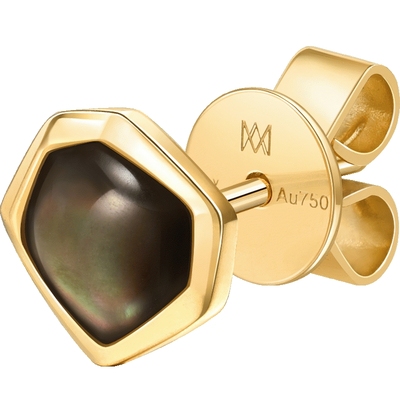 「合」系列18K金黑色贝母耳钉