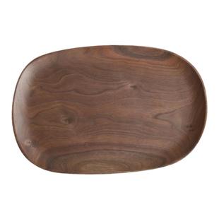 木质托盘北美黑胡桃木不规则实木盘无印风点心碟鹅卵石茶盘餐盘