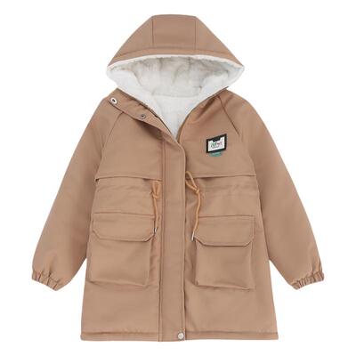 女童棉衣加厚外套冬装加绒派克服