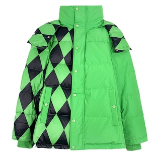 落落狷介短款羽绒服女设计感小众2025年新款加厚冬季连帽绿色外套
