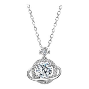 周六福S925纯银星球吊坠项链女2025设计感轻奢锁骨链送女友礼物