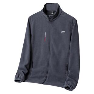 吉普JEEP摇粒绒外套男春秋季中年爸爸抓绒衣拉链开衫休闲运动夹克
