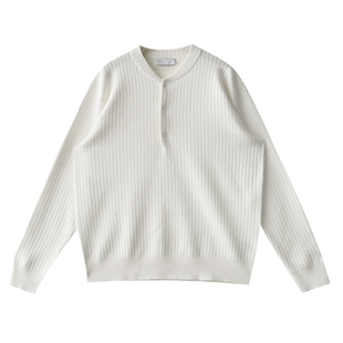 Nick Tian 早春柔软纯色肌理感针织衫男新款休闲单排扣亨利领毛衣