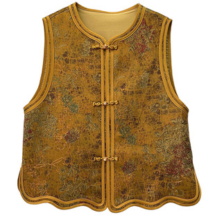 新中式国风重工提花马甲女盘扣圆领无袖背心高级感轻奢百搭坎肩