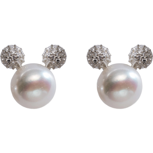 南珠宫925银淡水珍珠耳钉耳饰日常通勤百搭年轻款生日礼物送女友