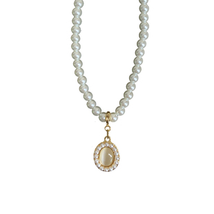 「月下清泉」复古法式温柔高级感轻奢施华洛珍珠猫眼石项链锁骨链