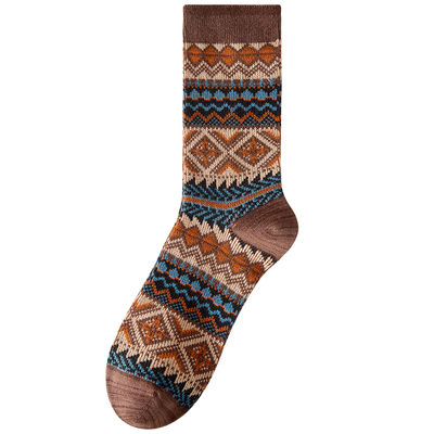 佐印男款袜子夏薄纯棉纱线美拉德抗菌袜子复古民族风防臭长筒袜潮