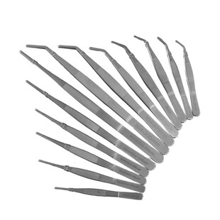 包邮不锈钢镊子加厚加硬防滑镊子尖头/圆头直头弯头带齿镊子夹子