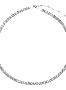 ADHORA 意大利S925银暗花银丝项链女气质高级感颈链 生日礼物