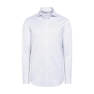 SUITSUPPLY白色Traveller棉条纹衬衫经典宽展领