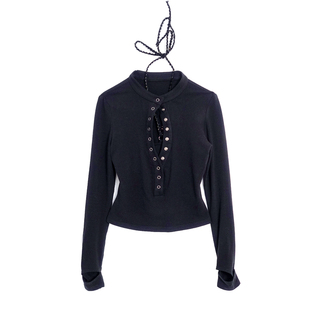 VCR STUDIO一衣四穿镂空新中式针织衫女加绒V领修身秋冬打底上衣