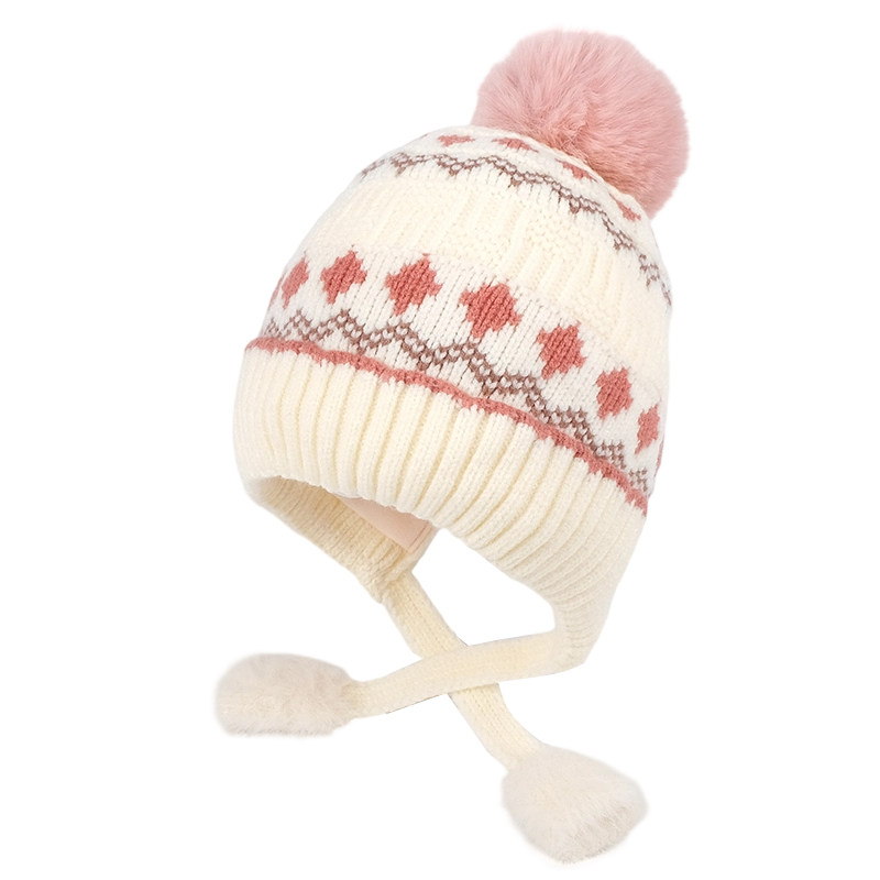 中大童护耳帽儿童保暖帽子女宝宝针织防寒风公主帽冬季套头毛线帽