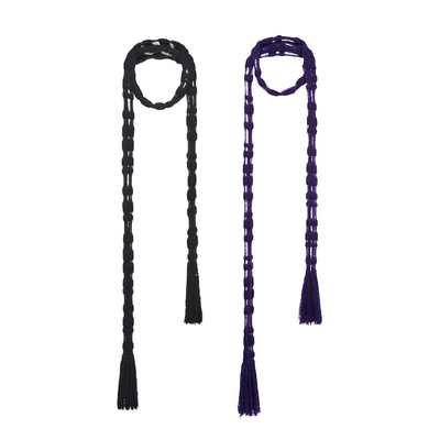 DOSORDONTS双色镂空针织流苏围巾2025年秋冬新款黑色紫色围巾配饰