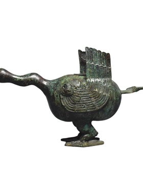 仿古青铜器汉代铜鸟形尊大雁摆件