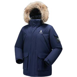 Baby同款企鹅热能大毛领鸭绒羽绒服男极光中长款工装派克服外套女