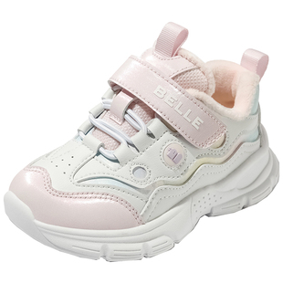 百丽童鞋冬季加绒保暖老爹鞋男女童儿童运动鞋时尚百搭软底休闲鞋