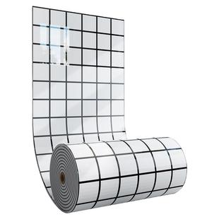 仿瓷砖墙贴黑白格护墙板商用厨房墙面防油墙纸贴纸防水防潮铝塑板