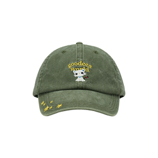GOODBAI GOODEES 星星小白猫logo刺绣弯檐棒球帽