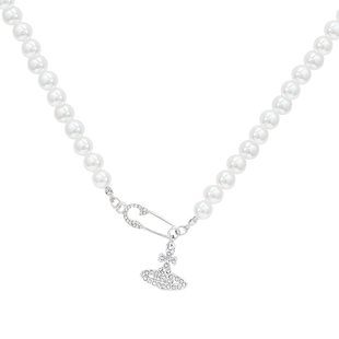 土星别针项链银色锁骨西太后闪钻甜酷小众设计感潮辣妹卫衣毛衣链