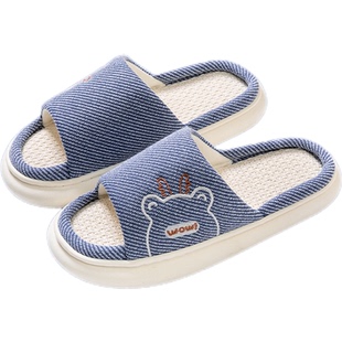 亚麻拖鞋家居男款四季家用情侣室内防滑静音棉麻布地板居家凉拖女