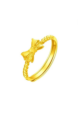 999足金包银蝴蝶结麻花戒指