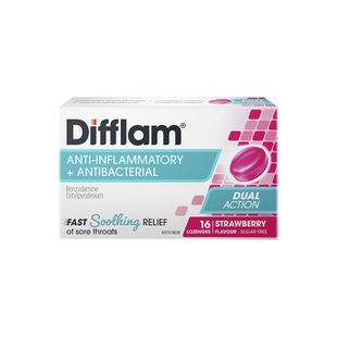 Difflam护嗓润喉糖草莓味扁桃体喉咙肿胀疼痛利咽舒缓含片16粒