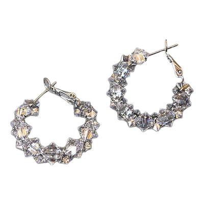 金属立体锆石圈圈耳环方圆脸耳饰