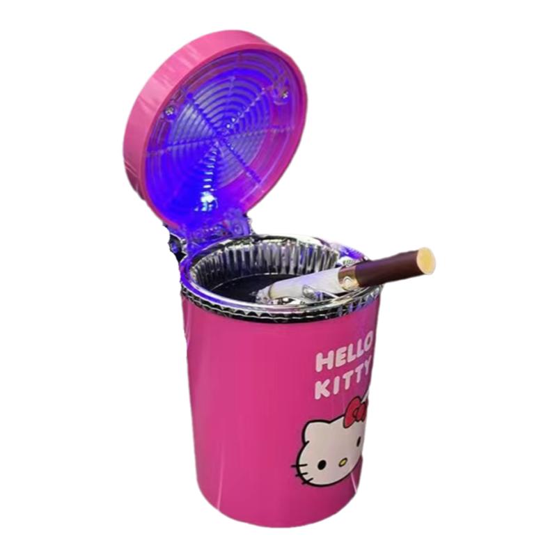 车载烟灰缸可爱ins烟灰缸带盖LED车内创意烟灰缸出风口悬挂式个性