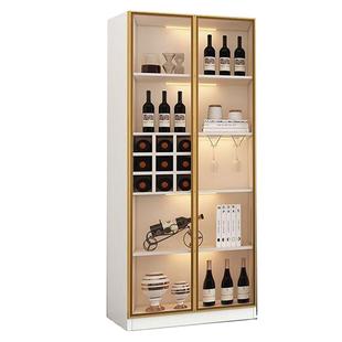 酒柜展示柜白色玻璃酒柜客厅靠墙置物架高档柜子定制柜轻奢储物柜