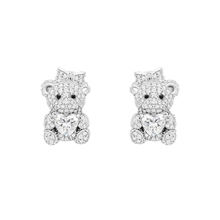 GEMOLA格莫拉 叛逆千金风甜酷原创设计彼得熊满钻小熊项链耳夹