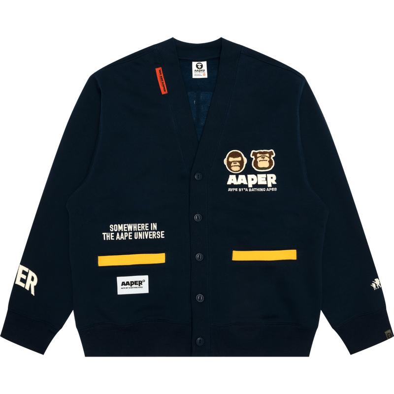 Aape旗舰男装秋冬猿人军团毛巾徽章厚绒卫衣开衫外套C316XXN