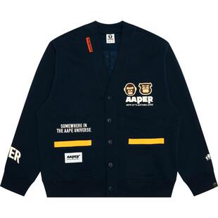 Aape旗舰男装秋冬猿人军团毛巾徽章厚绒卫衣开衫外套C316XXN