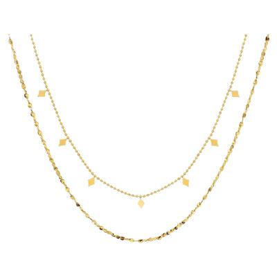 冬至孙千同款双层叠戴设计项链女高级小众短款锁骨链钛钢配饰