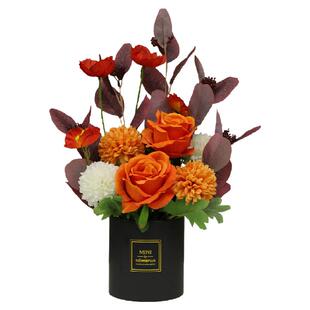 wo+仿真花高档花艺玫瑰桉树叶虞美人假花摆件客厅装饰花餐桌摆花