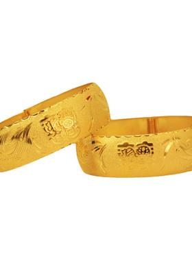 镀黄金新娘结婚精工薄款龙凤手镯