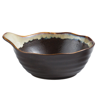 日式手柄碗小碗陶瓷带手把调料碗汤粉碗甜品碗水果沙拉小吃配菜碟