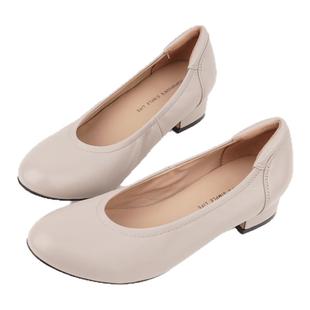 壹家shoes030001羊皮小枕头单鞋3公分防磨脚防掉跟圆头高跟鞋女
