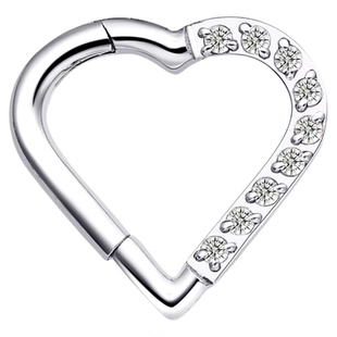 微镶锆石爱心daith环16gf136植入级钛合金8/10mm防过敏高抛光设计