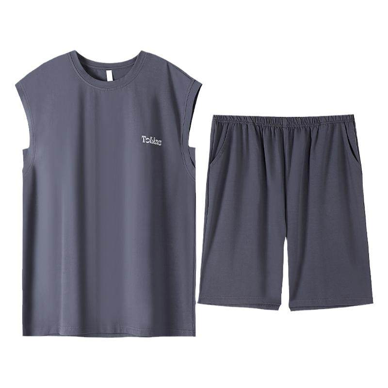 凉感睡衣男士夏季纯棉背心家居服